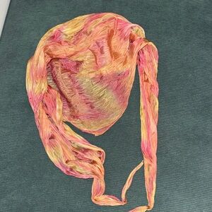 Pastel Pink Yellow and Orange hand dyed pure silk crinkle textured scarf